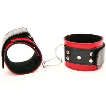 BDSM Арсенал наручники, черно-красные С металлической фурнитурой