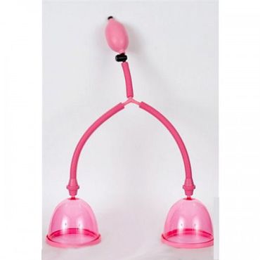 Toyfa помпа для груди, розовая Двойная, с грушей и клапаном для сброса давления