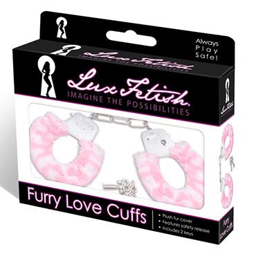 Lux Fetish Cuffs, розовый Наручники с мехом