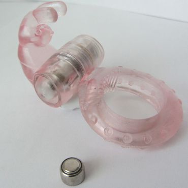 Sextoy Ring, розовое Эрекционное виброкольцо со стимулятором клитора