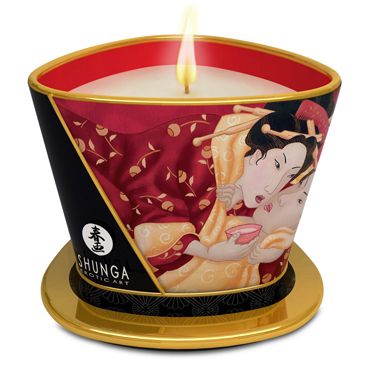 Shunga Massage Candle, 170мл Массажная свеча, клубника и шампанское