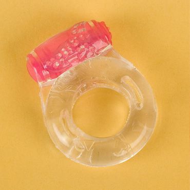 Toyfa виброкольцо, прозрачное Эластичное, с вибрирующей пулькой розового цвета