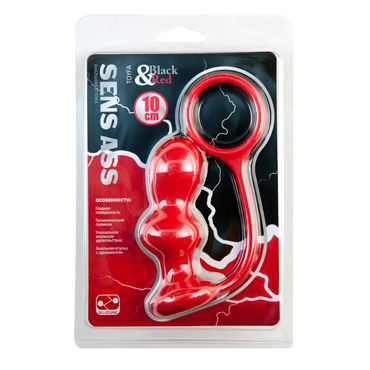 ToyFa Black&Red Sens Ass 10 см, красная Рельефная анальная втулка с эрекционным кольцом