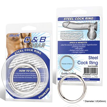 Blue Line Steel Cock Ring, 4,8 см Стальное эрекционное кольцо