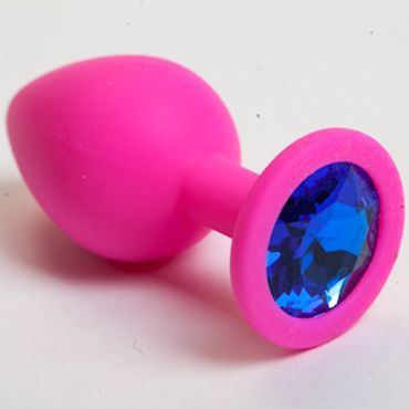 Luxurious Tail Анальная пробка, розовая С синим кристаллом