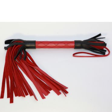 BDSM Арсенал многохвостая плеть, красно-черная С узором на рукоятке
