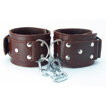 BDSM Арсенал кожаные наручники, коричневые На регулируемых ремешках