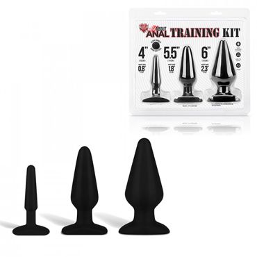 Hustler All About Anal Training Kit, черный Набор анальных плагов из ультра бархатистого силикона