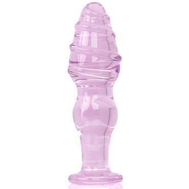 Sexus Glass Анальная втулка, розовая Со спиральным рельефом