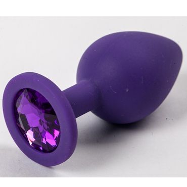 Luxurious Tail Анальная пробка с фиолетовым стразом 8 см, фиолетовая Силиконовая