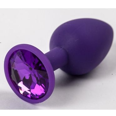 Luxurious Tail Силиконовая анальная пробка 7 см, фиолетовая С фиолетовым стразом