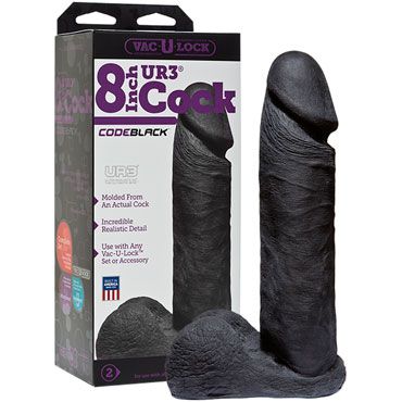 Doc Johnson Vac-U-Lock UR3 Cock 20 см, черная Реалистичная насадка фаллоимитатор
