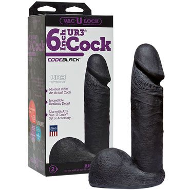Doc Johnson Vac-U-Lock UR3 Cock 17.5 см, черный Реалистичная насадка фаллоимитатор