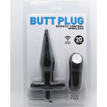 Baile Butt Plug Remote Control, черная Анальная пробка с беспроводным пультом управления