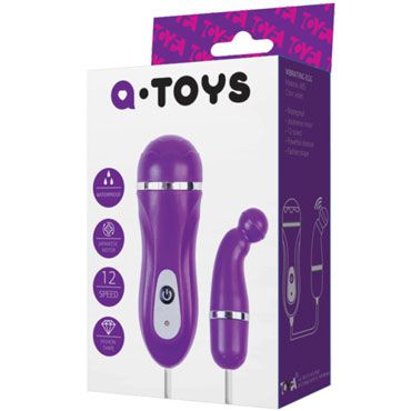 Toyfa A-toys Вибропуля, фиолетовая С загнутым кончиком