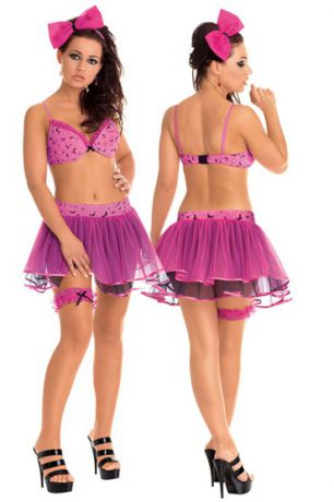 Roxana костюм, розовый 4 предмета, двухслойная юбка с оборками