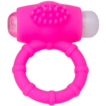 ToyFa A-toys Powerful Cock Ring, розовое Виброкольцо с мягкими шипиками