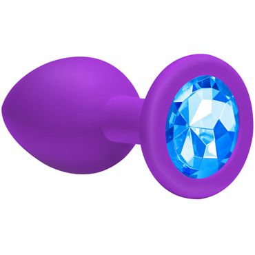 Lola Toys Emotions Cutie Medium, фиолетовая Анальная пробка с голубым кристаллом