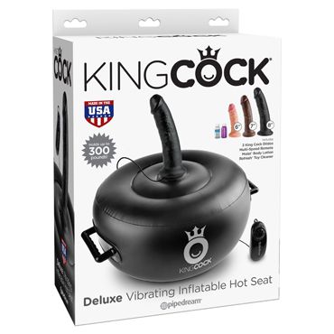 Pipedream King Cock Deluxe Vibrating Inflatable Hot Seat, черная Надувная подушка с насадками