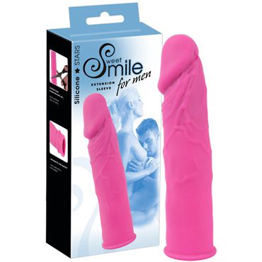 Smile For Men Extension Sleeve, розовая Реалистичная насадка на половой член
