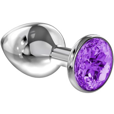 Lola Toys Diamond Sparkle Large, серебристая Анальная пробка с фиолетовым кристаллом