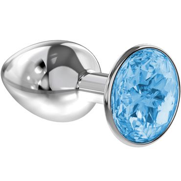 Lola Toys Diamond Sparkle Small, серебристая Анальная пробка с голубым кристаллом