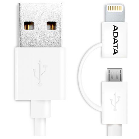 Кабель USB - Lightning/microUSB A-Data AMFI2IN1-100CM-CWH White