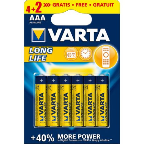 Батарейки Varta LONGLIFE 4+2 AAA BL