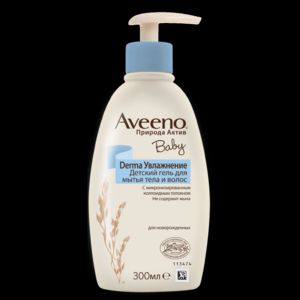 Авино(aveeno) baby derma увлажнение гель дет д/мытья тела и волос 300мл