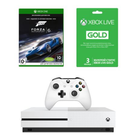 Игровая консоль Microsoft Xbox One S 500 Гб + игра Forza Motosport 6 + Xbox Live Gold на 3 месяца