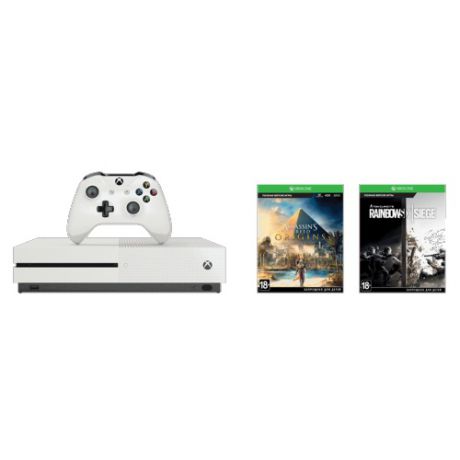 Игровая консоль Microsoft Xbox One S 1 Tb + Assasin's Creed Origins + Tom Clancy's Rainbow Six