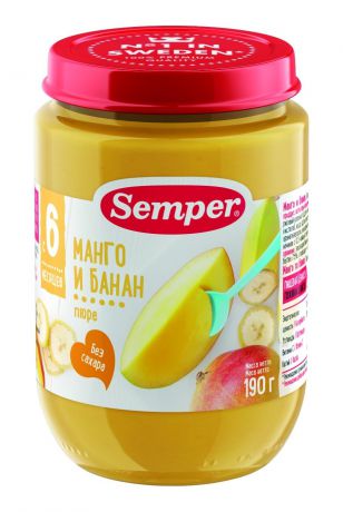 Semper Пюре манго с бананом, с 6 мес