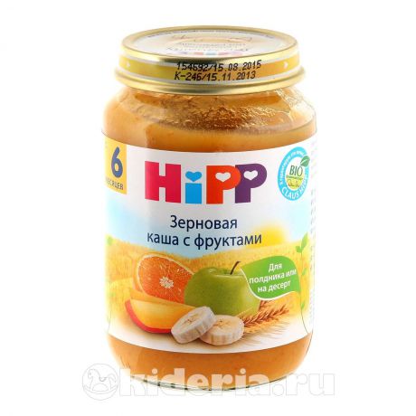 Hipp Пюре зерновая каша с фруктами без сахара, с 6 мес