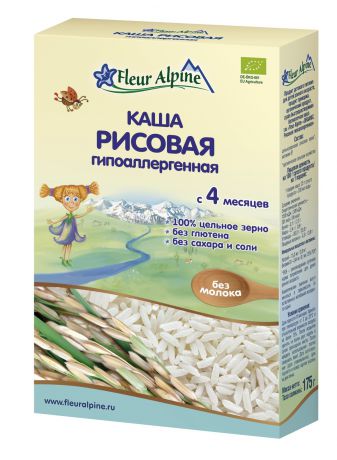 Fleur Alpine Каша рисовая безмолочная гипоаллергенная, с 4 мес