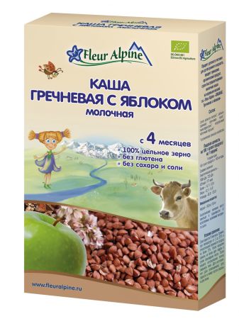 Fleur Alpine Каша гречневая с яблоком, молочная, с 4 мес.