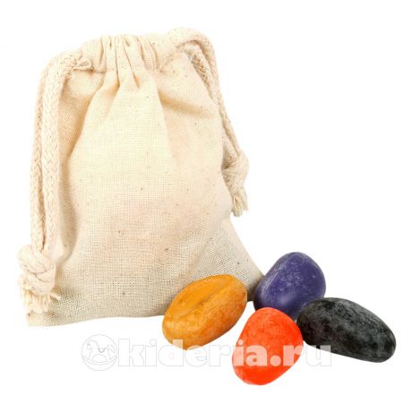 Crayon Rocks Мелки-камушки восковые, набор 8 шт в льняном мешочке, 3+