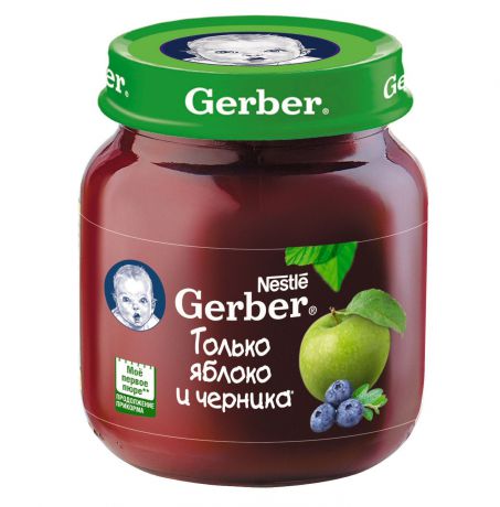 Gerber Пюре фруктовое Яблоко и черника (с 5 мес.), 130 г