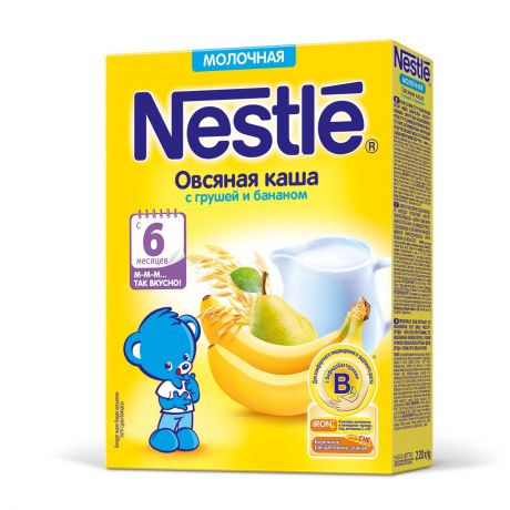 Nestle Каша молочная овсяная с грушей и бананом для детей с 6 месяцев, 220 г