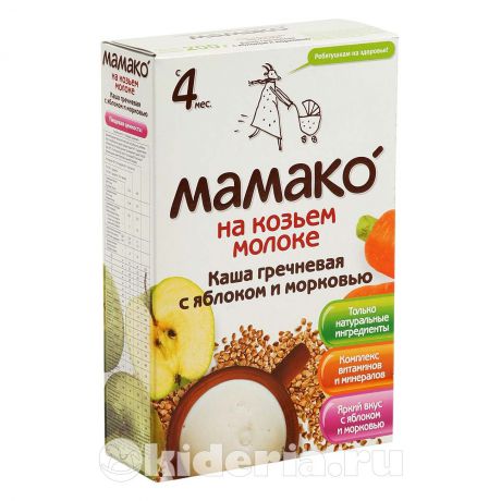 Мамако МАМАКО Каша гречневая с яблоком/морковью/козьим молоком с 4 мес