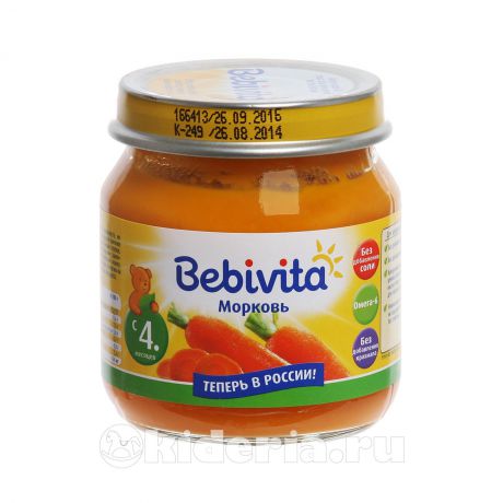 Bebivita Пюре Морковь, с 4 мес.