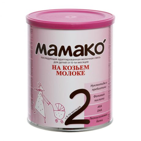 Мамако Сухая последующая адаптированная молочная смесь на основе козьего молока, с 6 мес, 800 г