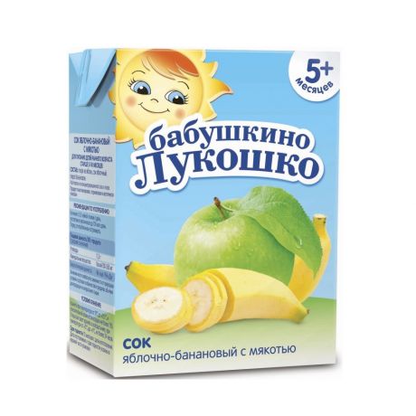 Бабушкино Лукошко Яблочно-банановый с мякотью сок 0,2 л  ,с 5 мес