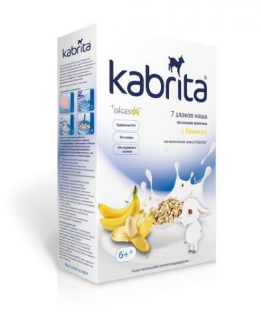Kabrita 7 злаков каша на козьем молочке с бананом, с 6 месяцев