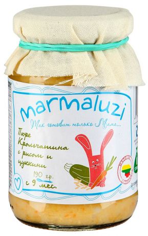 Marmaluzi Пюре кролик с рисом и цуккини с 9мес. 190г.