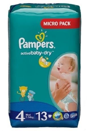 Pampers Подгузники Active Baby-Dry 4, 7-14 кг