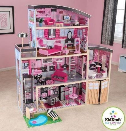 KidKraft Большой искрометный кукольный дом для Барби "Сияние" с мебелью 30 элементов с 3 лет