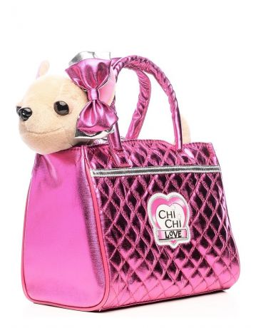 Chi Chi Love Плюшевая собачка Чихуахуа "Гламур" с розовой сумочкой и бантом, с 3 лет