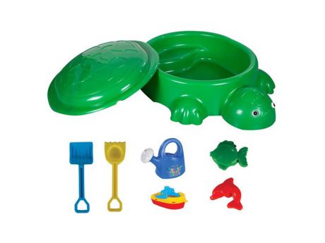 PILSAN Песочница Черепаха с крышкой и игрушками с 1 года