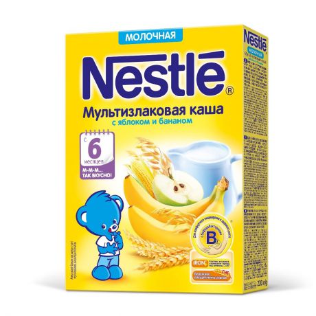 Nestle Каша молочная мультизлаковая яблоко-банан, с 6 месяцев