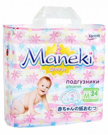 Maneki Подгузники детские одноразовые Fantasy, размер M, 6-11 кг